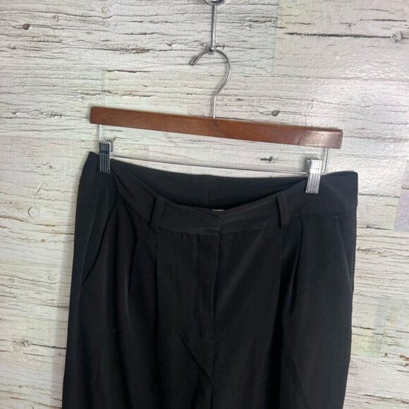 Jason Wu Classic Pleated High Waisted Wide Straight Leg Trousers Black large - Picture 3 of 7